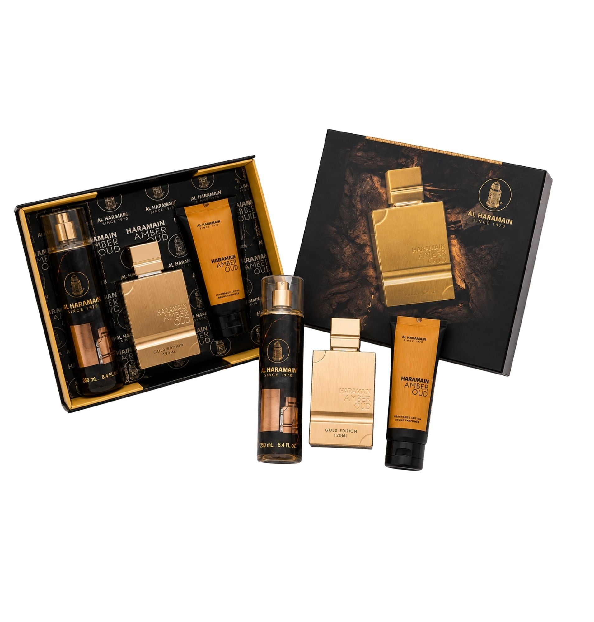 KIT CREMA + SPLAHS + PERFUME AMBER OUD (UNISEX)