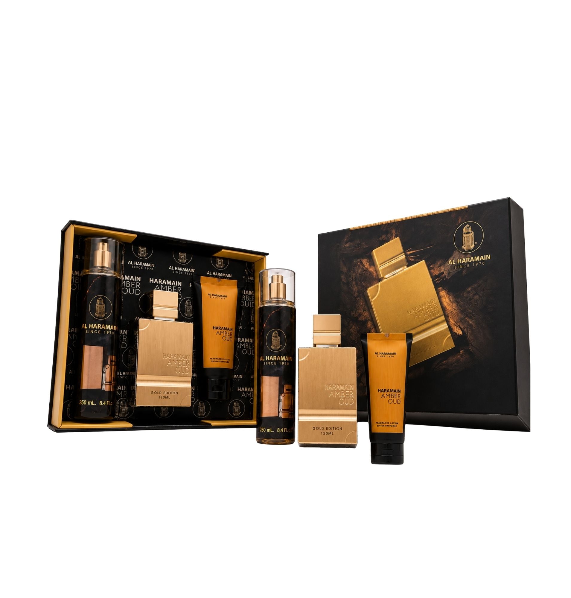KIT CREMA + SPLAHS + PERFUME AMBER OUD (UNISEX)